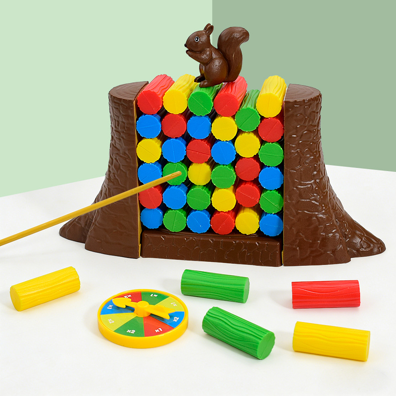 Party Games At Home - Squirrel Push Log Balance Board Game,