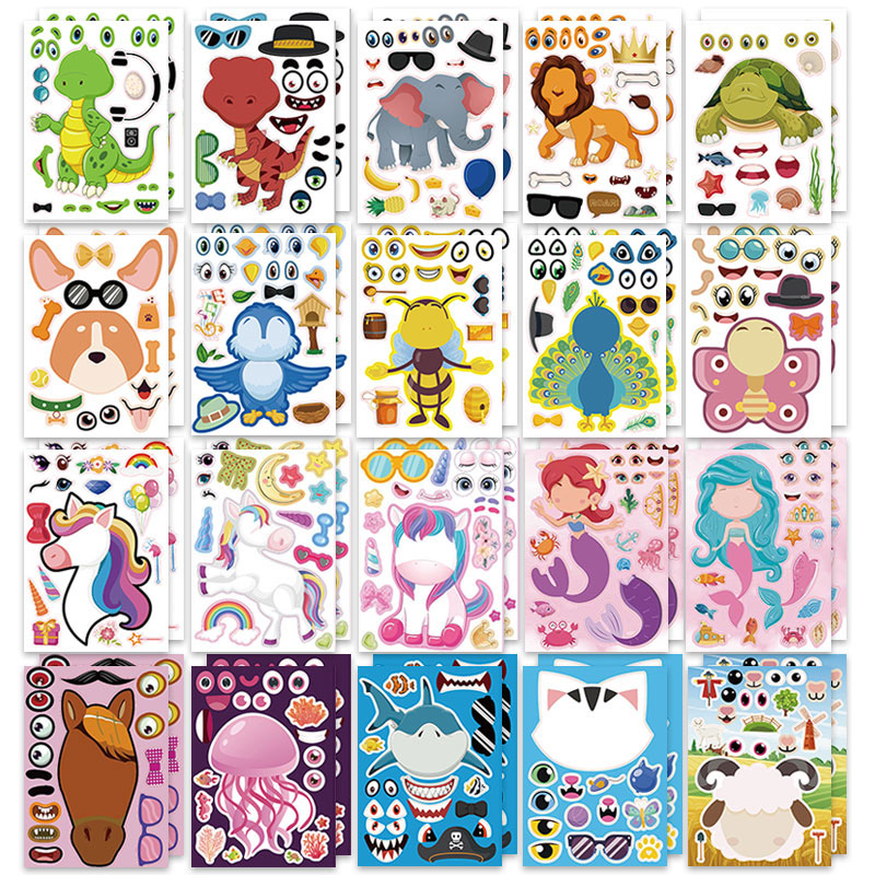 12/24 Sheets Make a Face Stick - đánh giá và giá Zoo Party Games